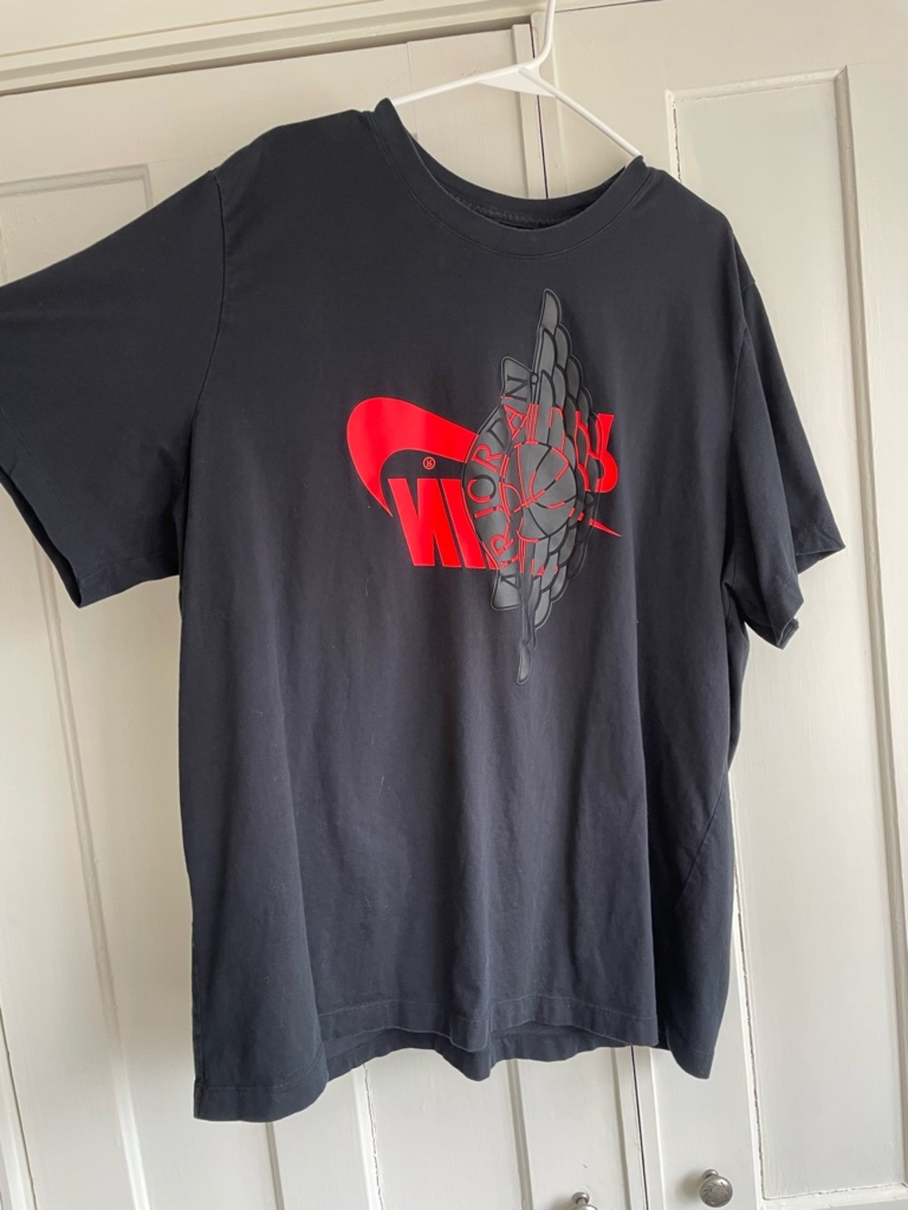 Nike Air Jordan Futura Wings T-shirt Rubberized Black Logo Mens 3XL Black Tee